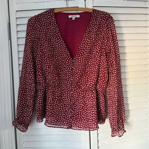 Madewell silk blouse, red floral